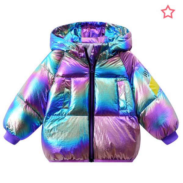 

2020 autumn and winter models girls coat warm cute girls baby girl hooded new colorful shiny children's coat, Blue;gray