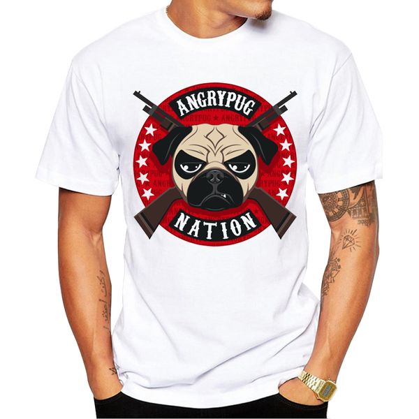 

2018 selling men angry pug nation t-shirt short sleeve t shirts fashion pug printed tee shrits casual cool