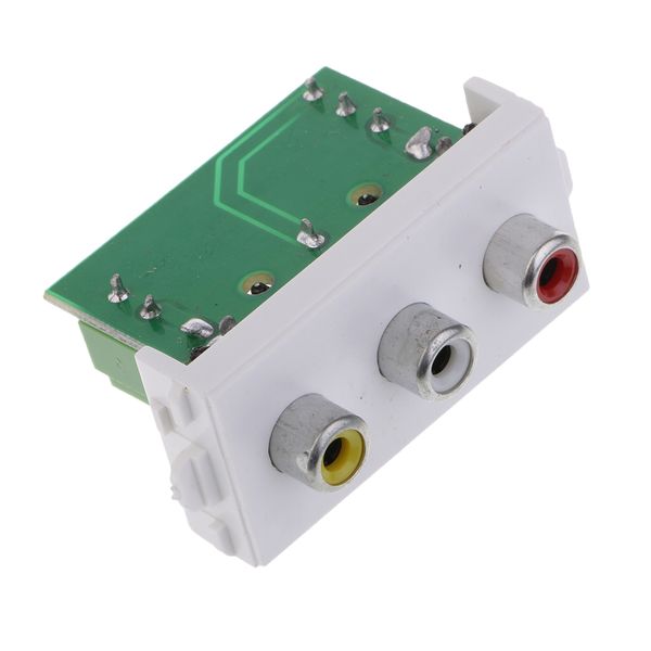 

solderless type rca wall socket module 3 ports female wallplate with frame
