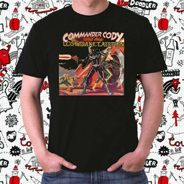 

commander cody and his lost planet airmen logo mens black tshirt size s to 3xl trendy streetwear tee shirt