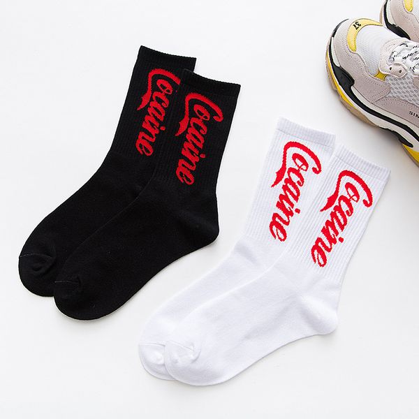 

hip hop tide socks harajuku style skate socks men and women cotton alphabet couple, Black