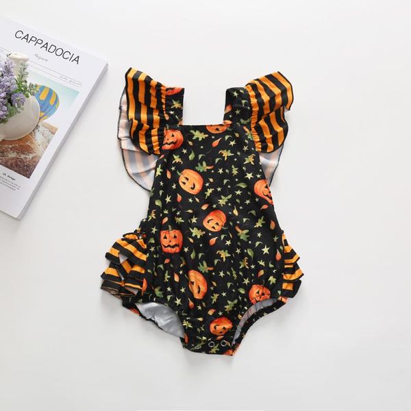 

baby girl bodysuit infant halloween clothes pumpkin print romper halloween outfits clothes baby boy girl, Blue