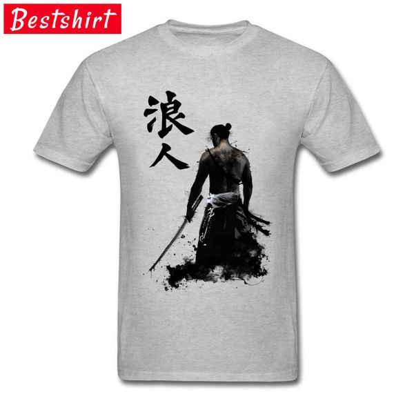 

2018 new fashion cool tshirts ronin tokugawa japanese warrior funny shirts 100% cotton gray/red cool mens t shirts