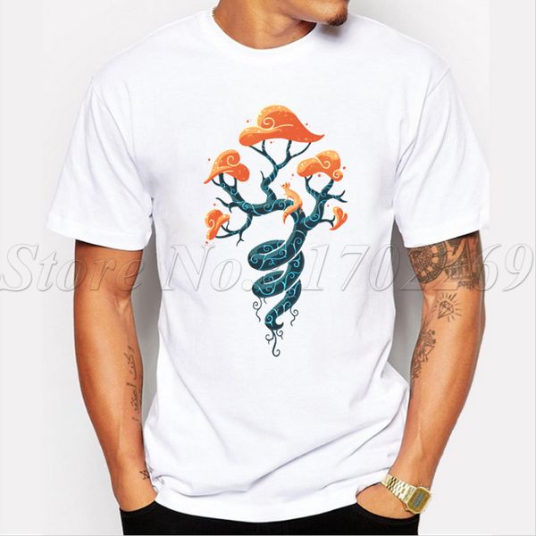 

2019 men's fashion magic tree printed t-shirt summer cool fashion tees