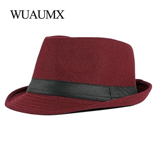 

wide brim hats wuaumx spring autumn jazz caps men women middle aged panama hat fold felt fedoras classic elderly bowler, Blue;gray