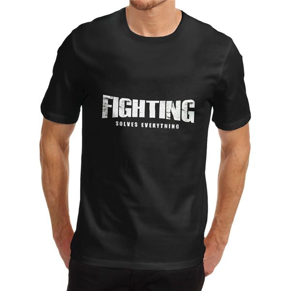 

men's fighting solves everything funny t-shirt slogans customized tee shirt