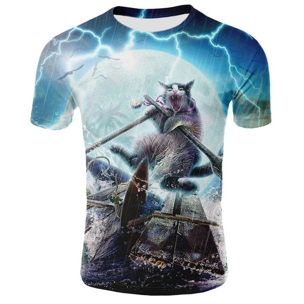 

new cool cat pattern summer 3d cat printed animal men 3d print shirts comics kawaii horror men clothing