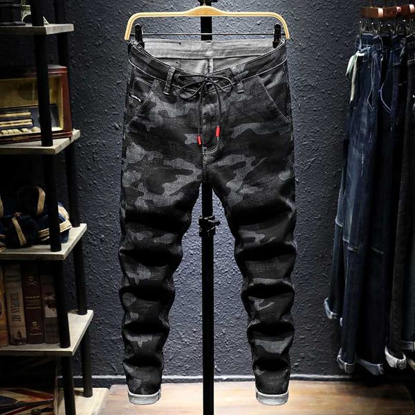 

men's jeans high elastic denim trousers male guapai winter cultivate one's morality, Blue