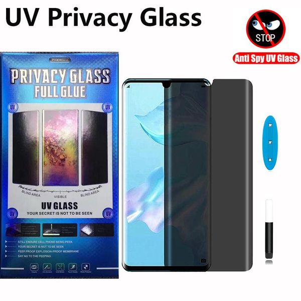 

privacy uv liquid glue tempered glass for samsung galaxy s20 s10 s9 s8 note10 plus note8 note9 anti peep screen protector with retail box