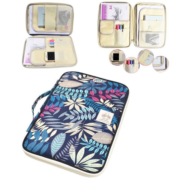 

multi-functional a4 document bag large capacity waterproof oxford file storage carrying case for school sketch notebooks pens