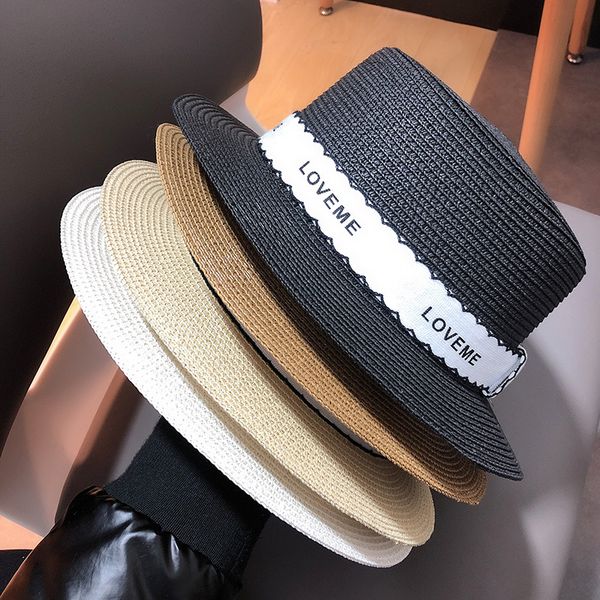 

new summer sun hats women fashion girl straw hat ribbon beach hat casual straw flat panama bone feminino, Blue;gray