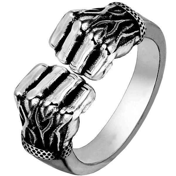 

cluster rings fist boxing power ring 3 colors adjustable finger punk rock bands jewelry gift, Golden;silver