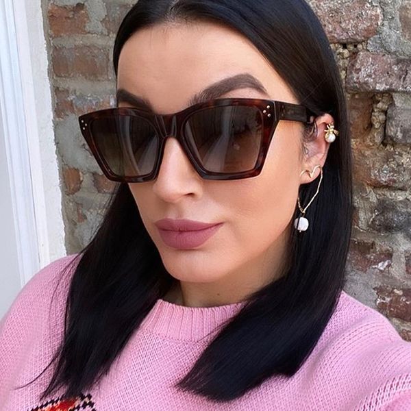 

sunglasses vintage one piece square for women 2021 fashion flat rivet sun glasses female retro oversized gradient shades men, White;black
