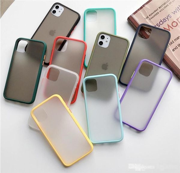 

shockproof phone case for iphone 11 pro max xr x xs max 7 8 6 plus soft tpu border matte back pc candy color back cover