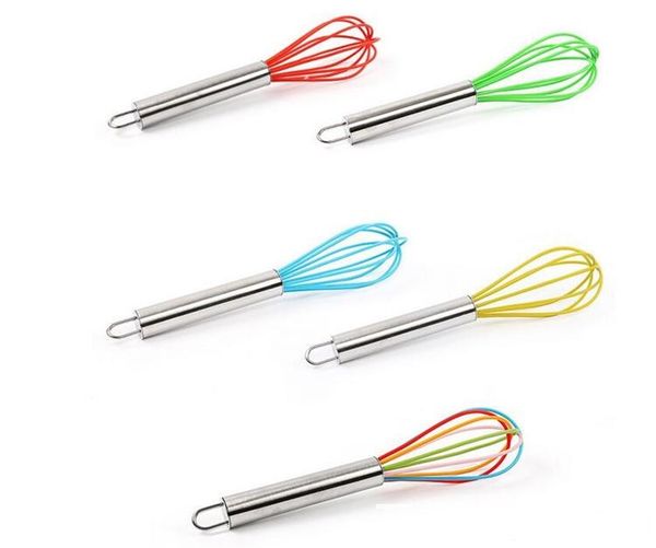 

new 10 silicone coated egg whisk eggbeater stainless steel handle kitchen gadget