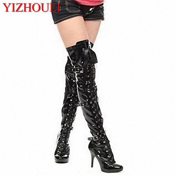

13cm high heels fine nightclubs with performance boots over-the-knee boots model props high with, Black