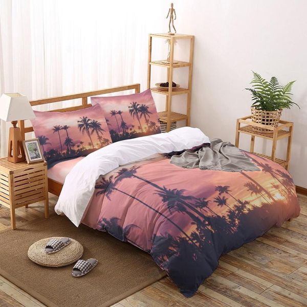 

tropical palm trees sunset printed bedding sets duvet cover set pillowcase bed sets home bedclothes bed linen
