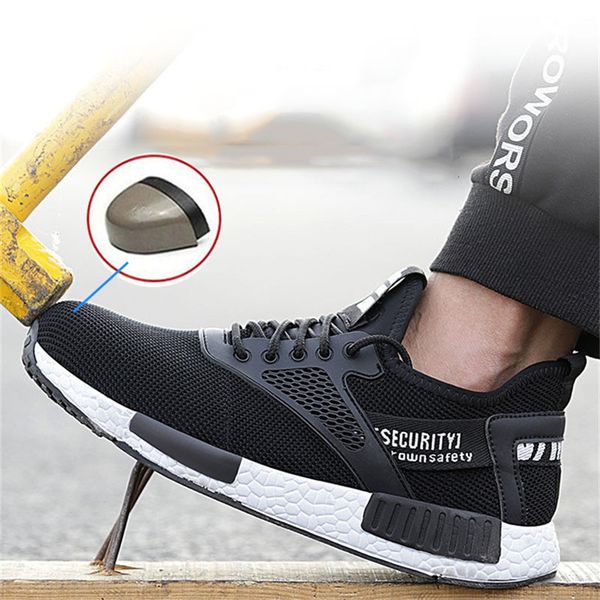 

boots fall men's steel head work safety shoes anti-puncture breathable lightweight industrial casual, Black