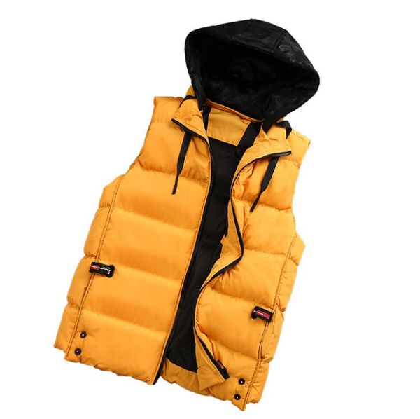 

autumn spring men's large size cotton waistcoats hooded casual sleeveless jackets detachable hood male waistcoats j3192, Black;white