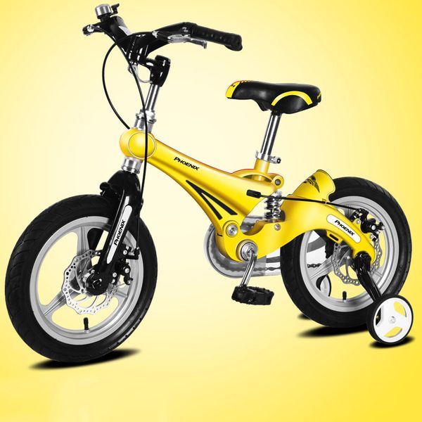 

12/14inches children's bicycle magnesium alloy frame double disc brakes folding handle for 2-6 years old baby