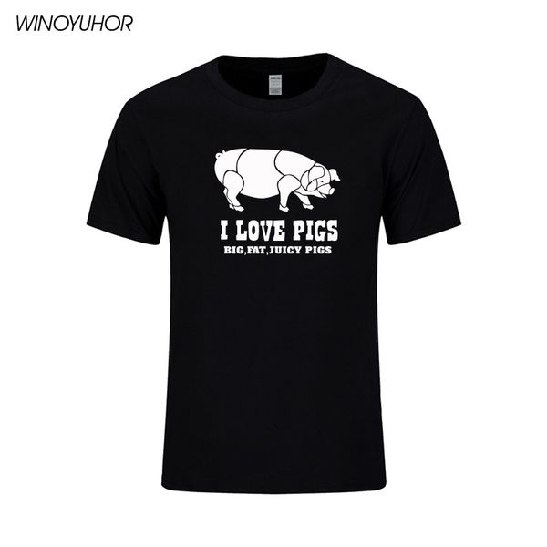 

new fashion summer style farm animal i love pigs print t-shirt men funny crew neck short-sleeve t shirts for men