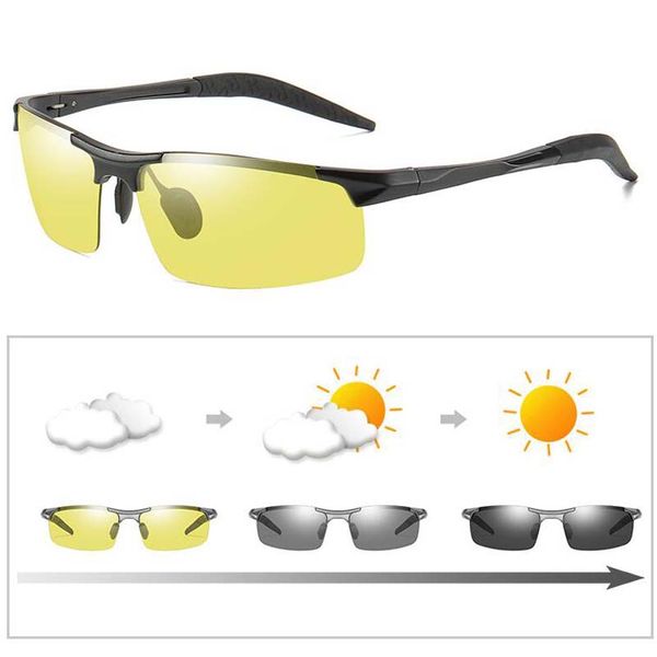 

sunglasses day night pochromic polarized men's for drivers male safety driving fishing uv400 sun glasses 8177, White;black