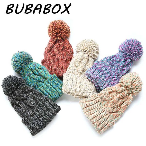 

зима толстые knit cap леди мода вязание шляпа с помпоном шапочка cap, Blue;gray