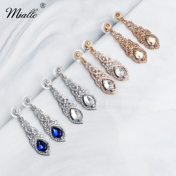 

miallo fashion crystal drop earrings for women accessories wedding rhinestone silver color earings 2020 party prom jewelry gifts