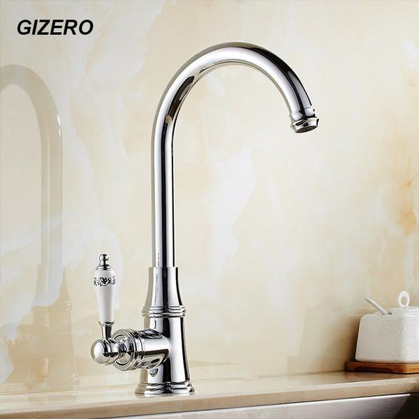 Luxo Euro Style Ceramic Faucet 360 Swivel Spout Chrome Polido Banheiro Vanity Sink torneiras misturadoras Deck Montado Cozinha ZR615