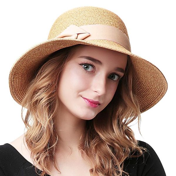 

wide brim hats sedancasesa fashion beach hat female summer sun foldable straw for girls big bow cute sw222006, Blue;gray