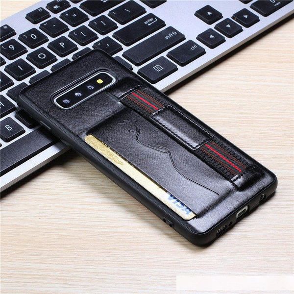 

card case for samsung a40 a50 s9 s10 plus a30a20 note9 a60 a70 a80 s10e leather card holder wallet back cover finger ring
