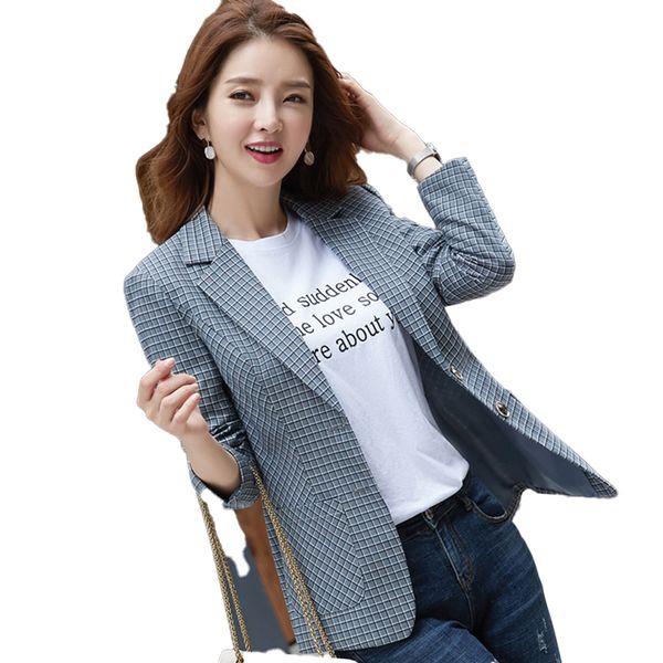 

female elegant formal casual women green gray brown plaid blazer new outwear coat jackets long sleeve slim blazer and jackets, White;black