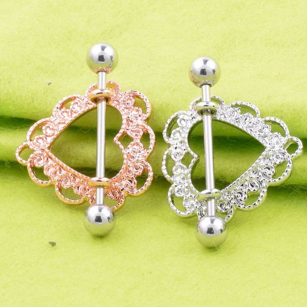 

4pcs stainless steel heart nipple rings jewelry nipplerings piercing 14g, Slivery;golden