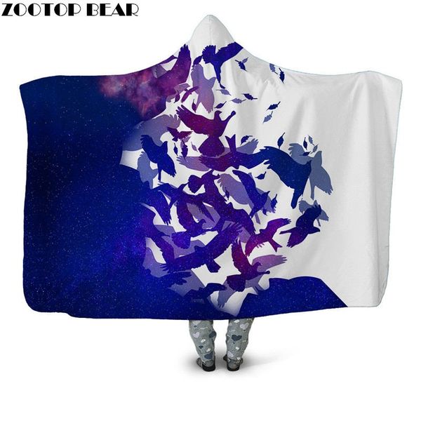

blankets bird animal wearable hooded blanket print fleece throw travel office bedspread fashion plush drop ship