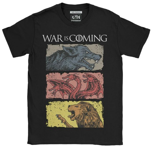 

war is coming t shirt thrones of game winterfell stark targaryen lannister wolf 2019 new o-neck men design your own shirt