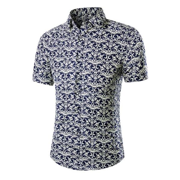 

2020 plus size summer vintage men turn down collar short sleeve shirt slim fit top, White;black