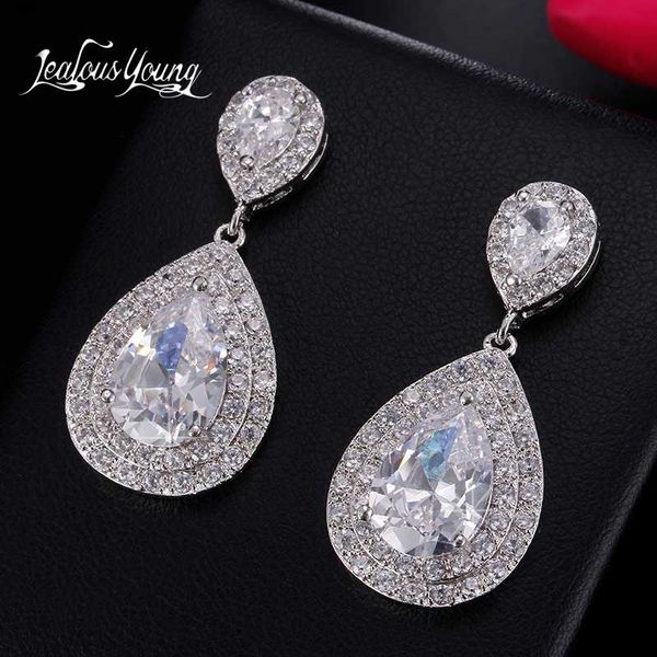 

dangle & chandelier brilliant water drop cubic zirconia long earrings big cz bridal crystal wedding for brides fashion jewelry brinco ae413, Silver