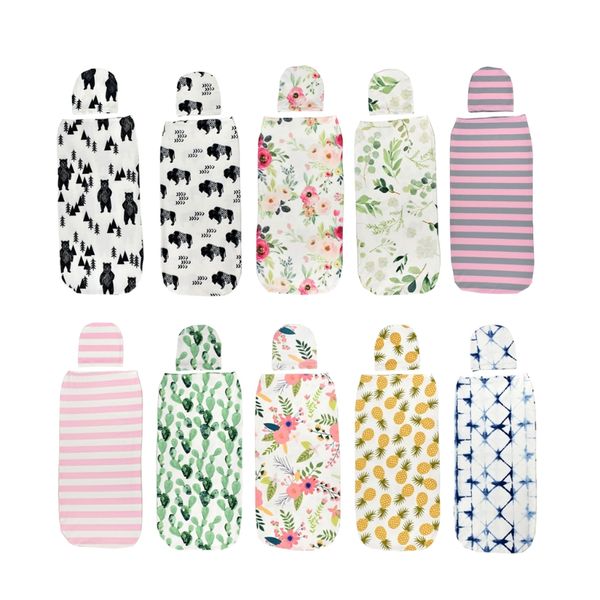 

newborn baby sleeping bag cute animal printed swaddle blanket sleeping swaddle muslin wrap+hat 2pcs new born set