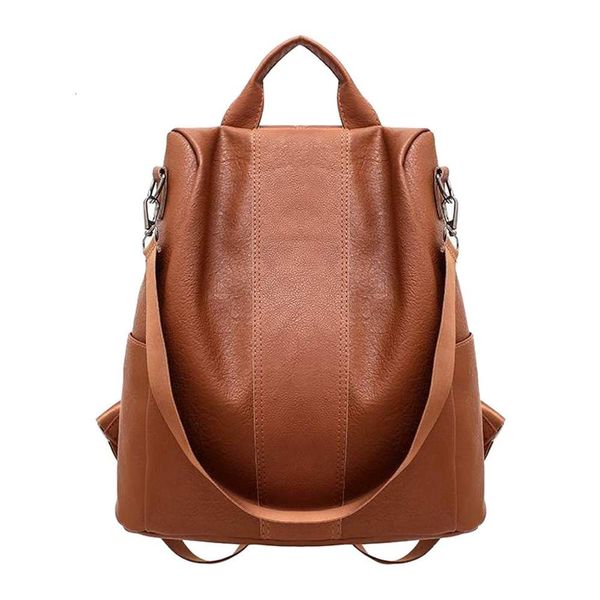 

women backpack anti-theft classic pu leather solid color backpack canta fashion shoulder bag student dual-use small backpak
