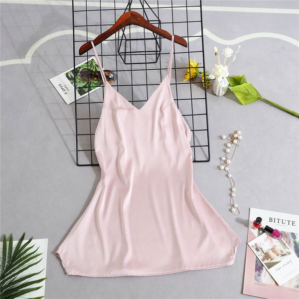 

women's sleepwear ladies silk satin nightgown lace nightdress sleeveless nighties v-neck night dress summer sleep nightwear for women, Black;red