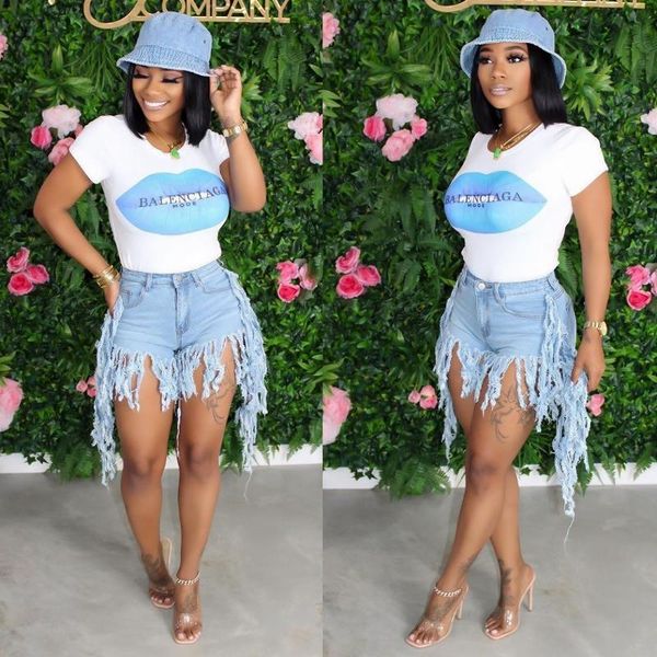 

fringed jeans shorts women 2020 summer elastic cotton jean short plus size denim shorts club clothes for women, Blue