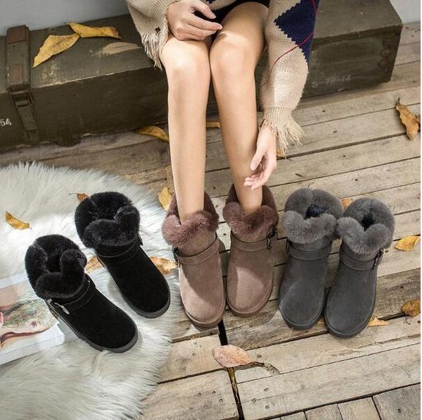 

snow boots womens students short boots short new style womens thick anti slip cotton, Black