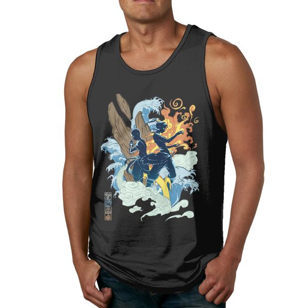 

great two avatars the last airbender pure cotton sleeveless tank graphic o-neck sleeveless vest