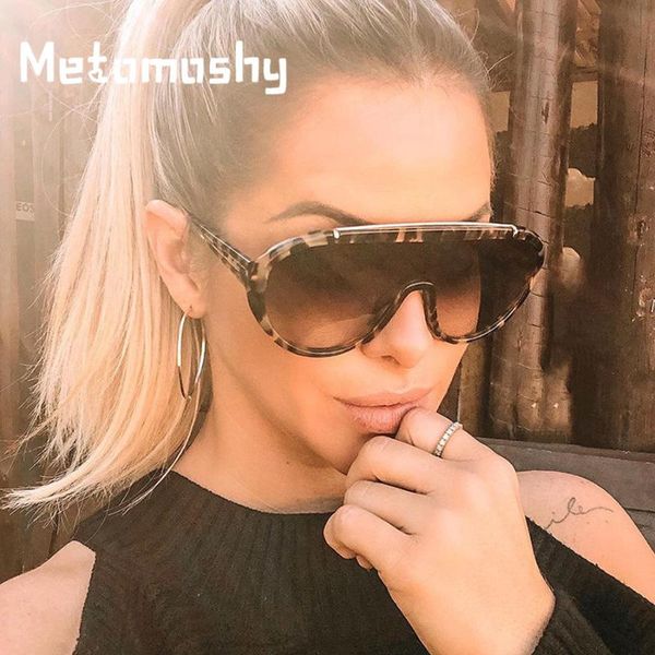 

new oversized one piece sunglasses women large gradient frame sun glasses vintage leopard sunglass round goggles eyeglasses men, White;black