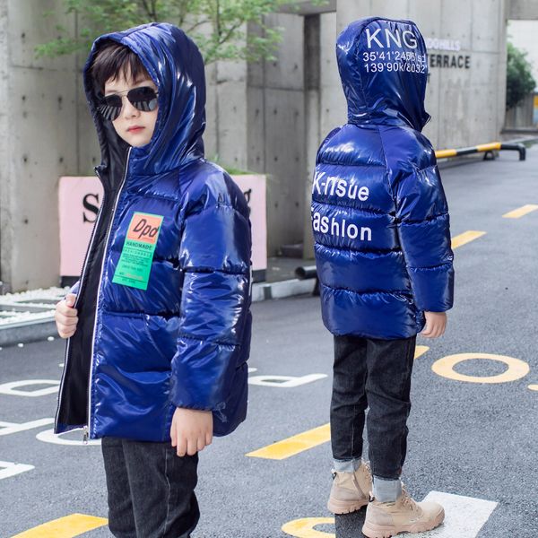 

olekid 2020 autumn winter boys jacket hooded thick warm down cotton boys winter coat 1-14 years kids teenage outerwear parkas, Blue;gray
