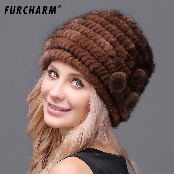 

real hat cap with flower decoration hats for women brand warm female cap winter knitted beanies caps, Blue;gray