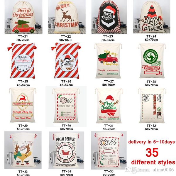 

us stock 35 styles christmas gift bags 2020 new christmas sacks drawstring bag with reindeers santa claus sacks bags for santa sack kid bag