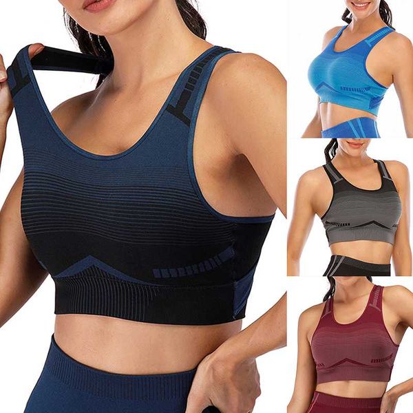 

running jerseys women solid color bra sports gathered push up no steel ring, Black;blue