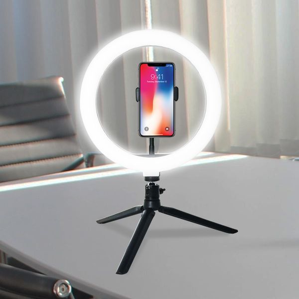 

10inch 26cm lightdow big/small dimmable led studio camera ring light phone video light lamp with tripods ring table fill