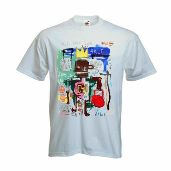 

jean michel basquiat graffiti artist ali vs frazier fight mens white t shirt